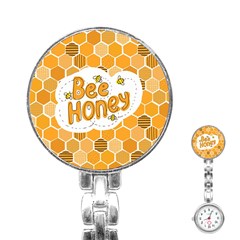 Bee Honey Honeycomb Hexagon Stainless Steel Nurses Watch