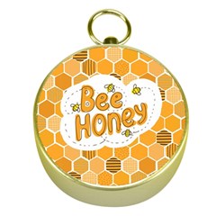 Bee Honey Honeycomb Hexagon Gold Compasses by Maspions