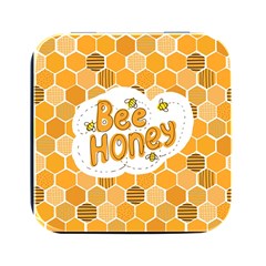 Bee Honey Honeycomb Hexagon Square Metal Box (black) by Maspions