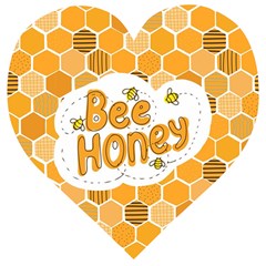 Bee Honey Honeycomb Hexagon Wooden Puzzle Heart by Maspions