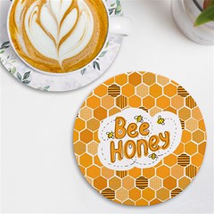 Bee Honey Honeycomb Hexagon Uv Print Round Tile Coaster