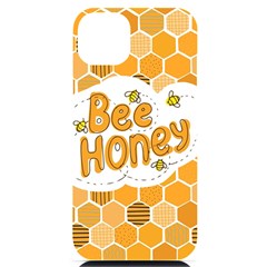 Bee Honey Honeycomb Hexagon Iphone 14 Plus Black Uv Print Case by Maspions