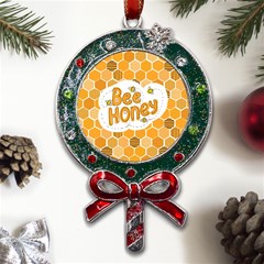 Bee Honey Honeycomb Hexagon Metal X mas Lollipop With Crystal Ornament by Maspions