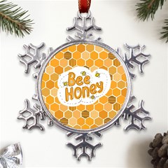 Bee Honey Honeycomb Hexagon Metal Large Snowflake Ornament by Maspions