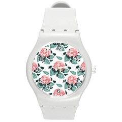 Flowers Hydrangeas Round Plastic Sport Watch (m)