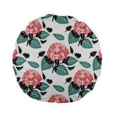 Flowers Hydrangeas Standard 15  Premium Round Cushions