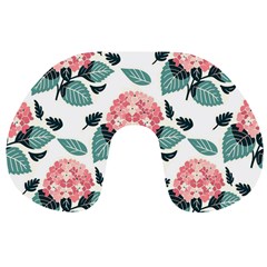 Flowers Hydrangeas Travel Neck Pillow by Maspions