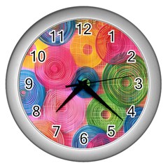 Colorful Abstract Patterns Wall Clock (silver)