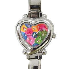 Colorful Abstract Patterns Heart Italian Charm Watch