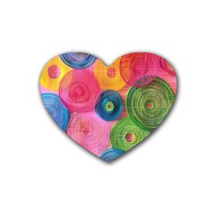 Colorful Abstract Patterns Rubber Heart Coaster (4 Pack)