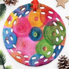 Colorful Abstract Patterns Ornament (round Filigree)