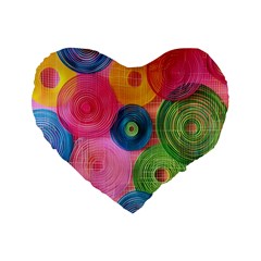 Colorful Abstract Patterns Standard 16  Premium Heart Shape Cushions