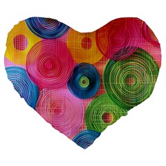 Colorful Abstract Patterns Large 19  Premium Heart Shape Cushions