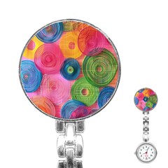 Colorful Abstract Patterns Stainless Steel Nurses Watch