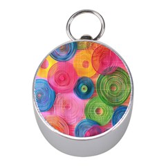 Colorful Abstract Patterns Mini Silver Compasses