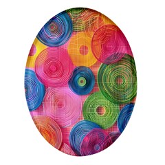 Colorful Abstract Patterns Oval Glass Fridge Magnet (4 Pack) by Maspions