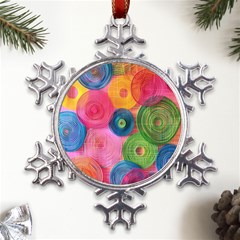 Colorful Abstract Patterns Metal Large Snowflake Ornament