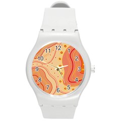 Lines Abstract Colourful Design Round Plastic Sport Watch (m)