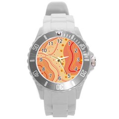 Lines Abstract Colourful Design Round Plastic Sport Watch (l)