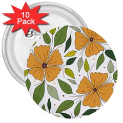 Flower Petal Plant Leaves 3  Buttons (10 Pack) 