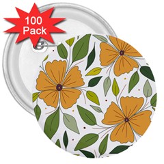 Flower Petal Plant Leaves 3  Buttons (100 Pack) 