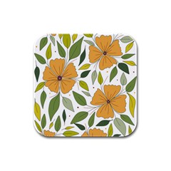 Flower Petal Plant Leaves Rubber Square Coaster (4 Pack)