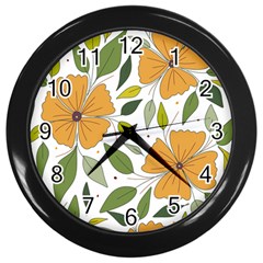 Flower Petal Plant Leaves Wall Clock (black)