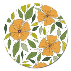 Flower Petal Plant Leaves Magnet 5  (round)