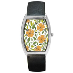 Flower Petal Plant Leaves Barrel Style Metal Watch