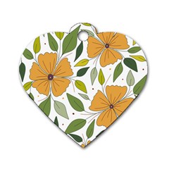 Flower Petal Plant Leaves Dog Tag Heart (one Side) by Maspions