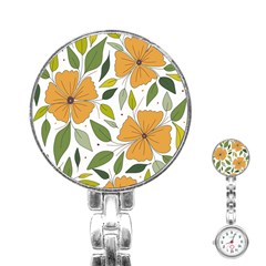 Flower Petal Plant Leaves Stainless Steel Nurses Watch