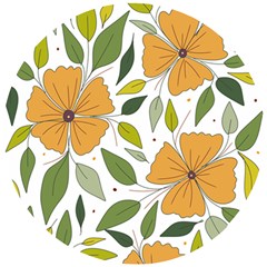 Flower Petal Plant Leaves Wooden Puzzle Round