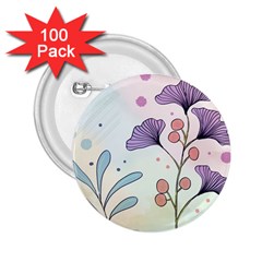 Flower Paint Flora Nature Plant 2 25  Buttons (100 Pack) 