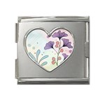 Flower Paint Flora Nature Plant Mega Link Heart Italian Charm (18mm) Front