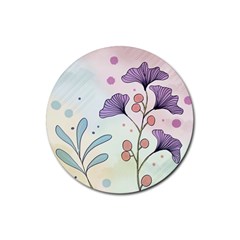 Flower Paint Flora Nature Plant Rubber Coaster (round) by Maspions