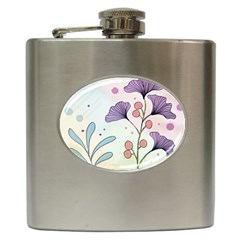 Flower Paint Flora Nature Plant Hip Flask (6 Oz)