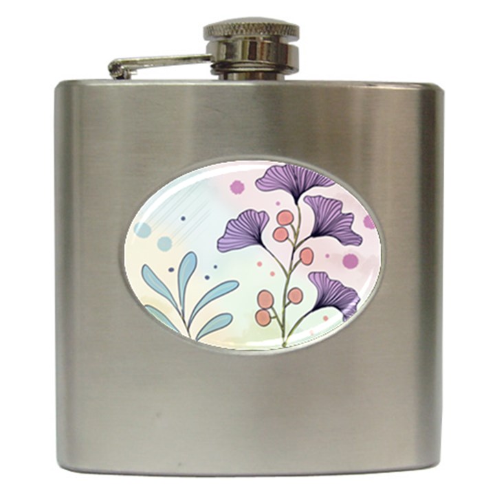 Flower Paint Flora Nature Plant Hip Flask (6 oz)