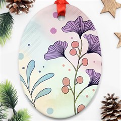 Flower Paint Flora Nature Plant Oval Ornament (two Sides)