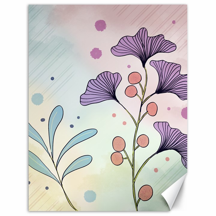 Flower Paint Flora Nature Plant Canvas 18  x 24 