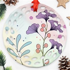 Flower Paint Flora Nature Plant Ornament (round Filigree)