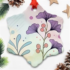 Flower Paint Flora Nature Plant Snowflake Ornament (two Sides)