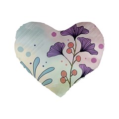 Flower Paint Flora Nature Plant Standard 16  Premium Flano Heart Shape Cushions