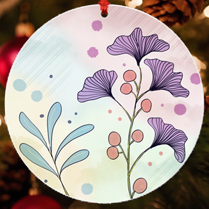 Flower Paint Flora Nature Plant UV Print Acrylic Ornament Round