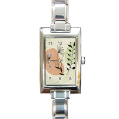 Flora Floral Flower Nature Plant Doodle Rectangle Italian Charm Watch