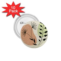 Flora Floral Flower Nature Plant Doodle 1 75  Buttons (10 Pack)