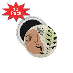 Flora Floral Flower Nature Plant Doodle 1 75  Magnets (10 Pack) 