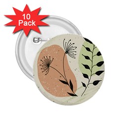 Flora Floral Flower Nature Plant Doodle 2 25  Buttons (10 Pack) 