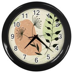 Flora Floral Flower Nature Plant Doodle Wall Clock (black)