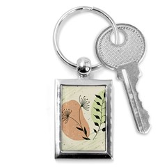 Flora Floral Flower Nature Plant Doodle Key Chain (rectangle)