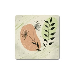 Flora Floral Flower Nature Plant Doodle Square Magnet by Maspions